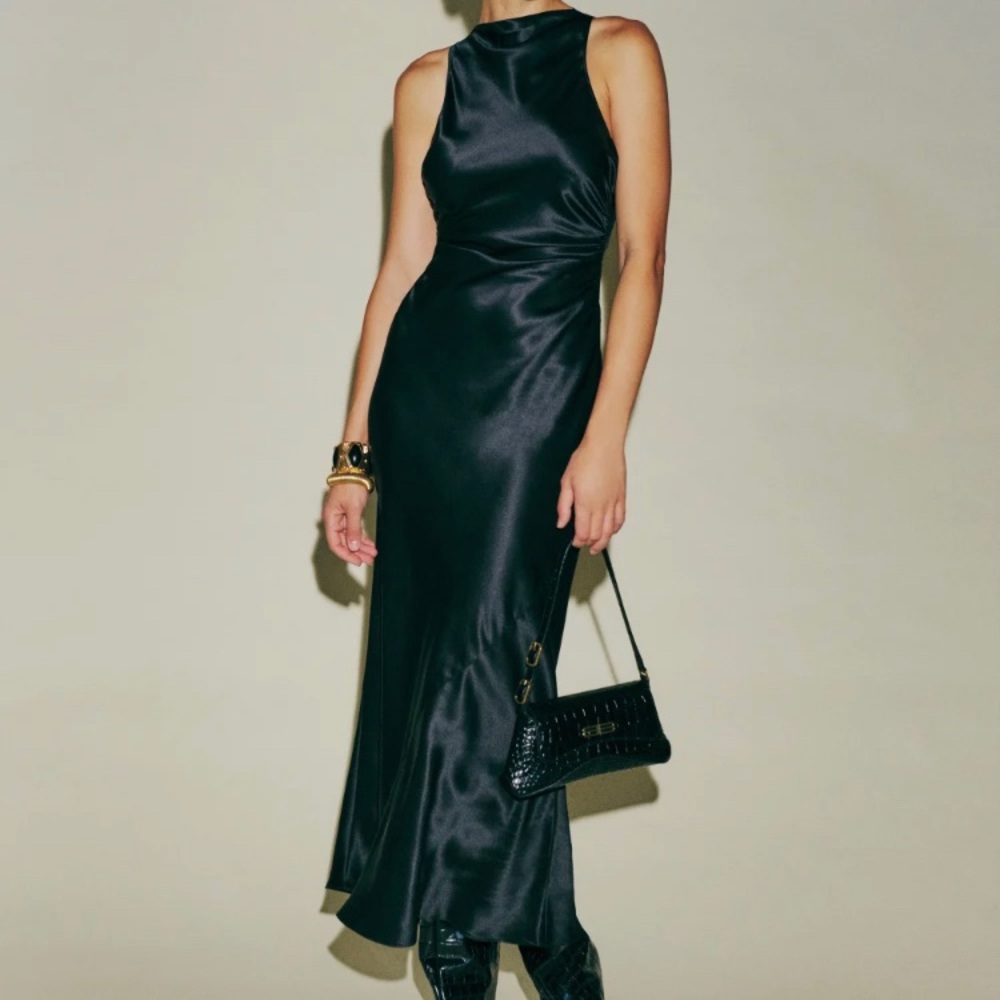 Reformation Casette Silk Dress in Black size 2